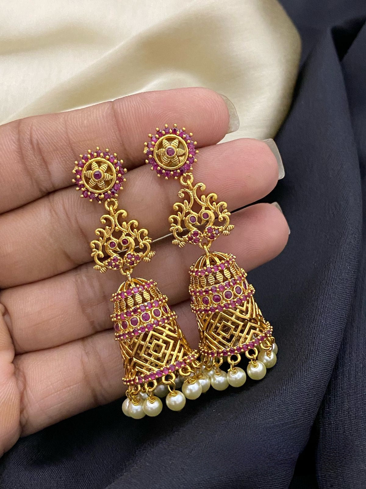 Traditional matte gold jhumka earrings | Indian Jhumka jhumki Earrings