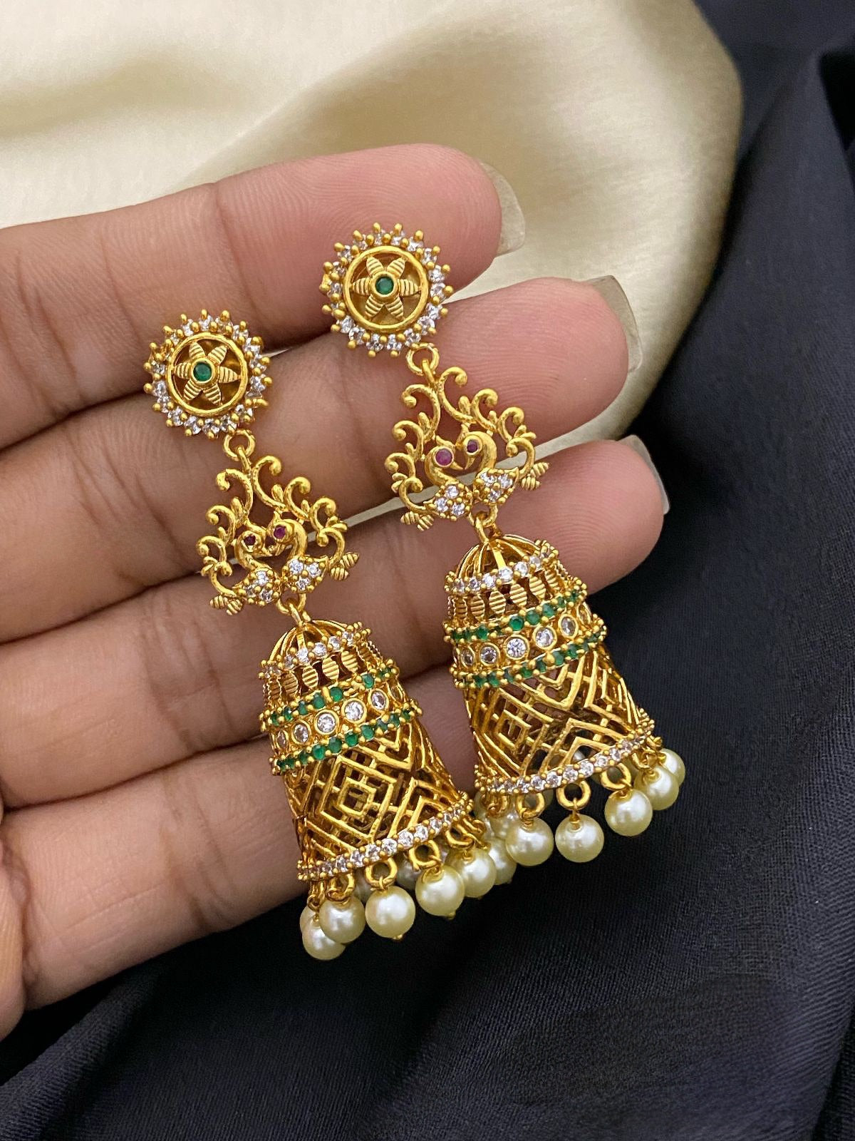 Traditional matte gold jhumka earrings | Indian Jhumka jhumki Earrings