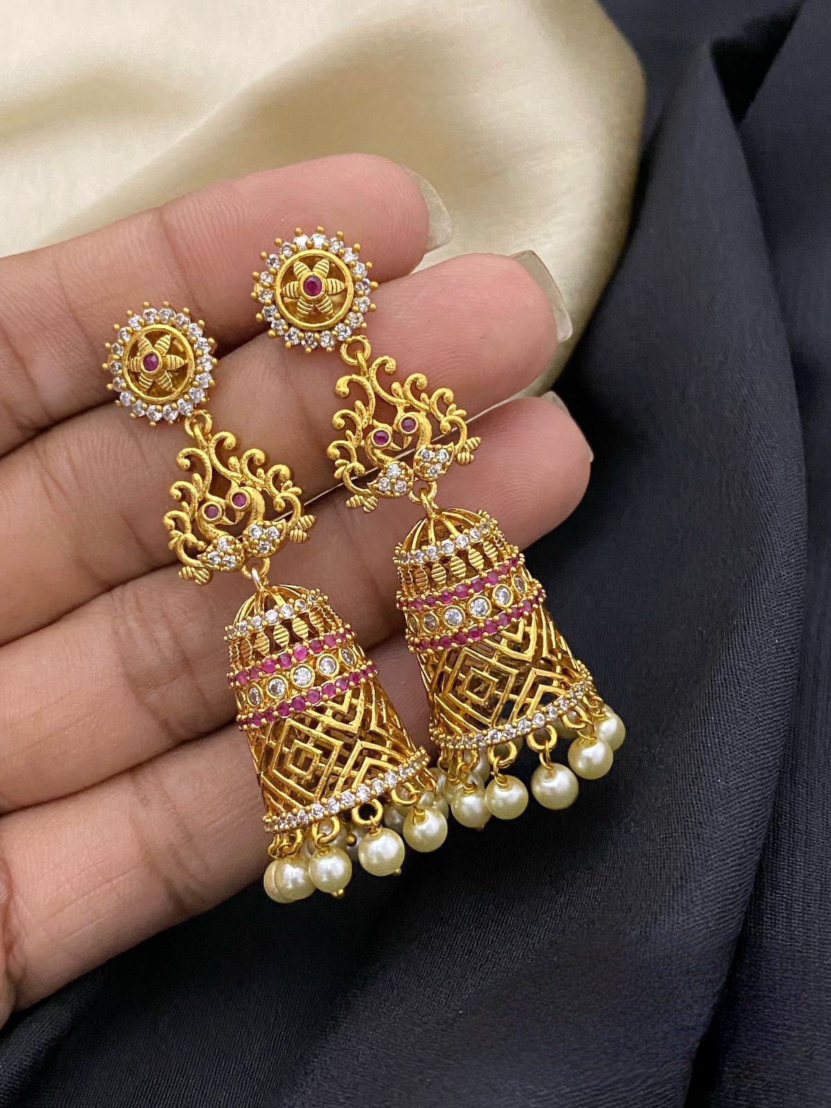 Traditional matte gold jhumka earrings | Indian Jhumka jhumki Earrings