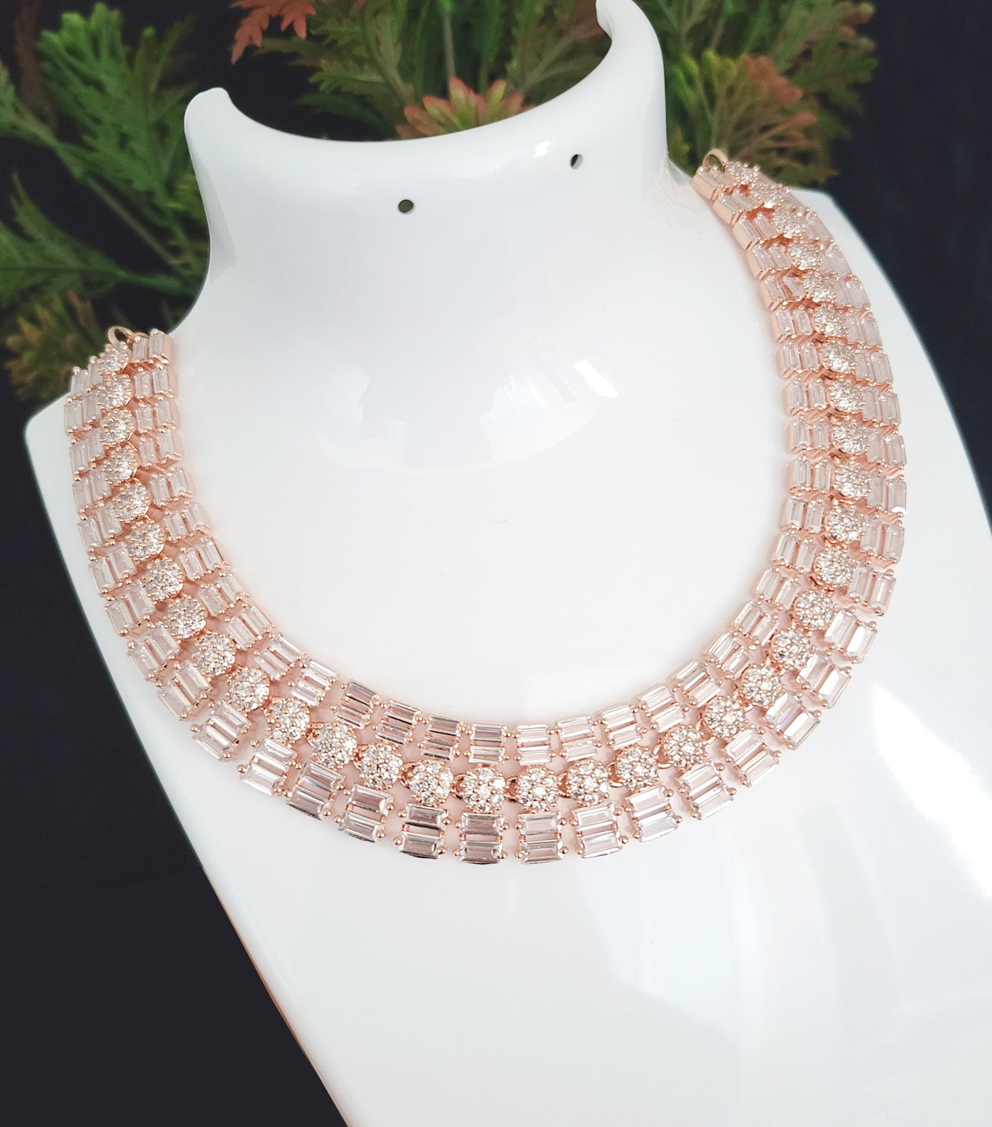 Beauty of Crystals Necklace - Diamond-Like Sparkle on Rose Gold Plating