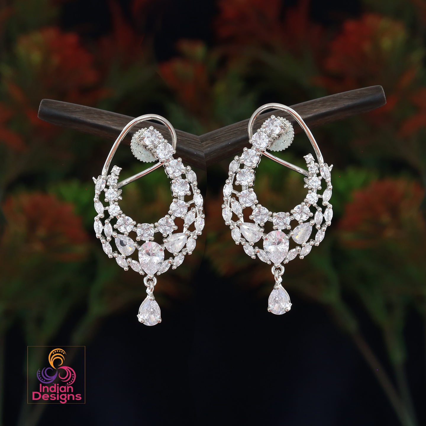 Trending Ad earrings | American Diamond Earrings | Silver Cz Crystal earrings studs | Indian Earrings | Pakistani Jewelry |Bollywood Jewelry