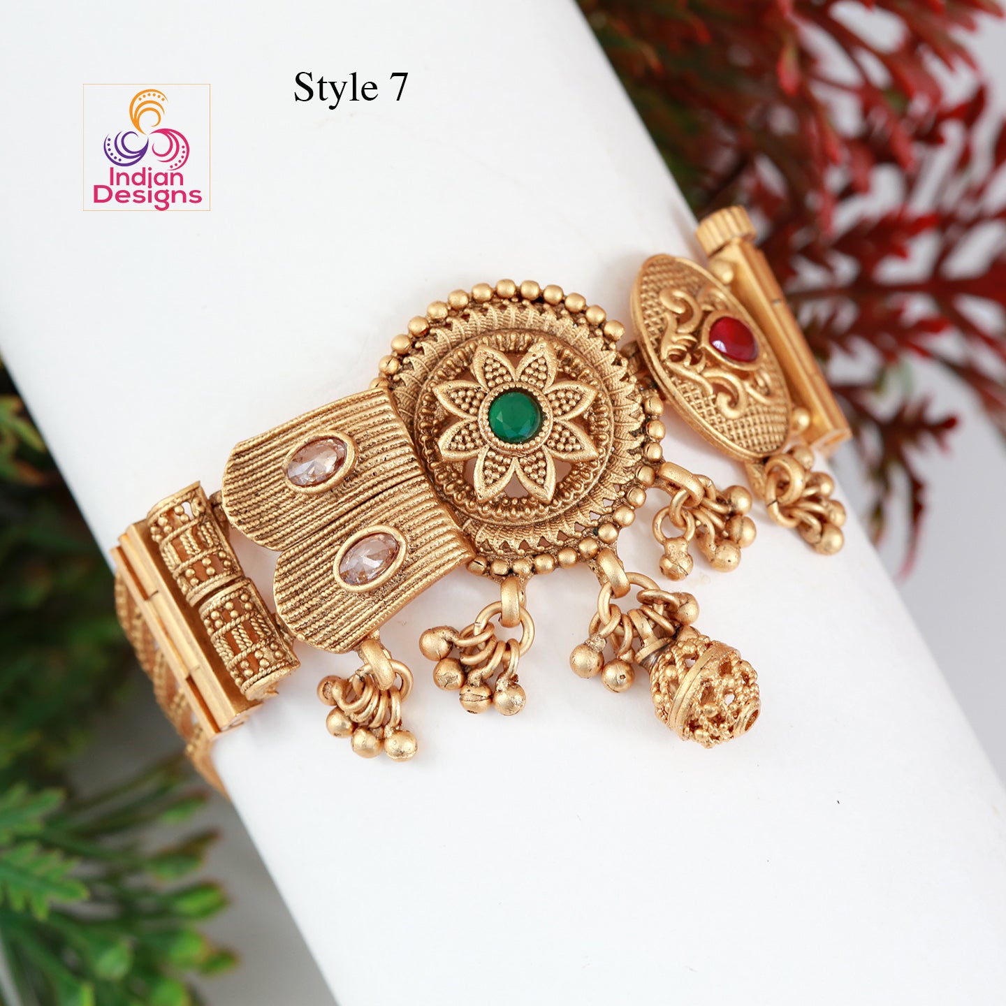 Antique gold plated South Indian chain bracelet | Gold Plated Bracelet temple jewelry | Bangle bracelet with matte finish | Indian Designs
