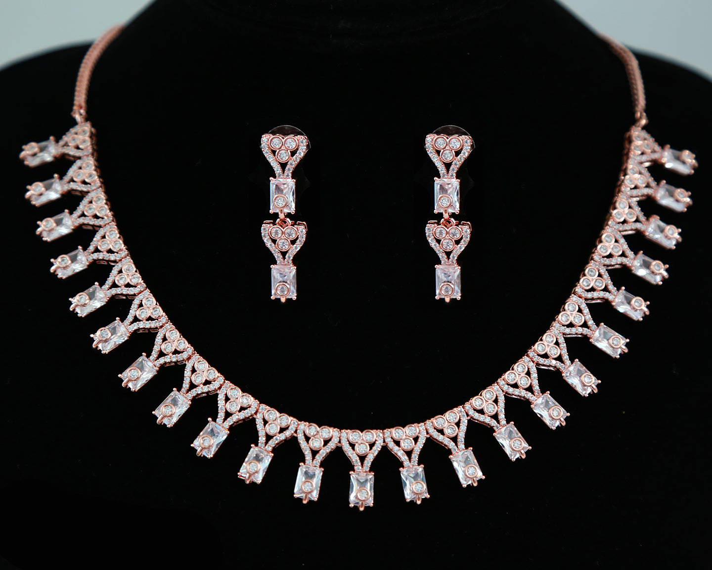 Mint Green N Pink Diamond Necklace Set/ad Necklace 