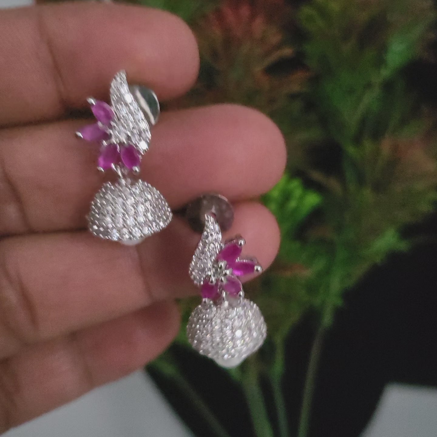 Crystal jhumkas hot sale