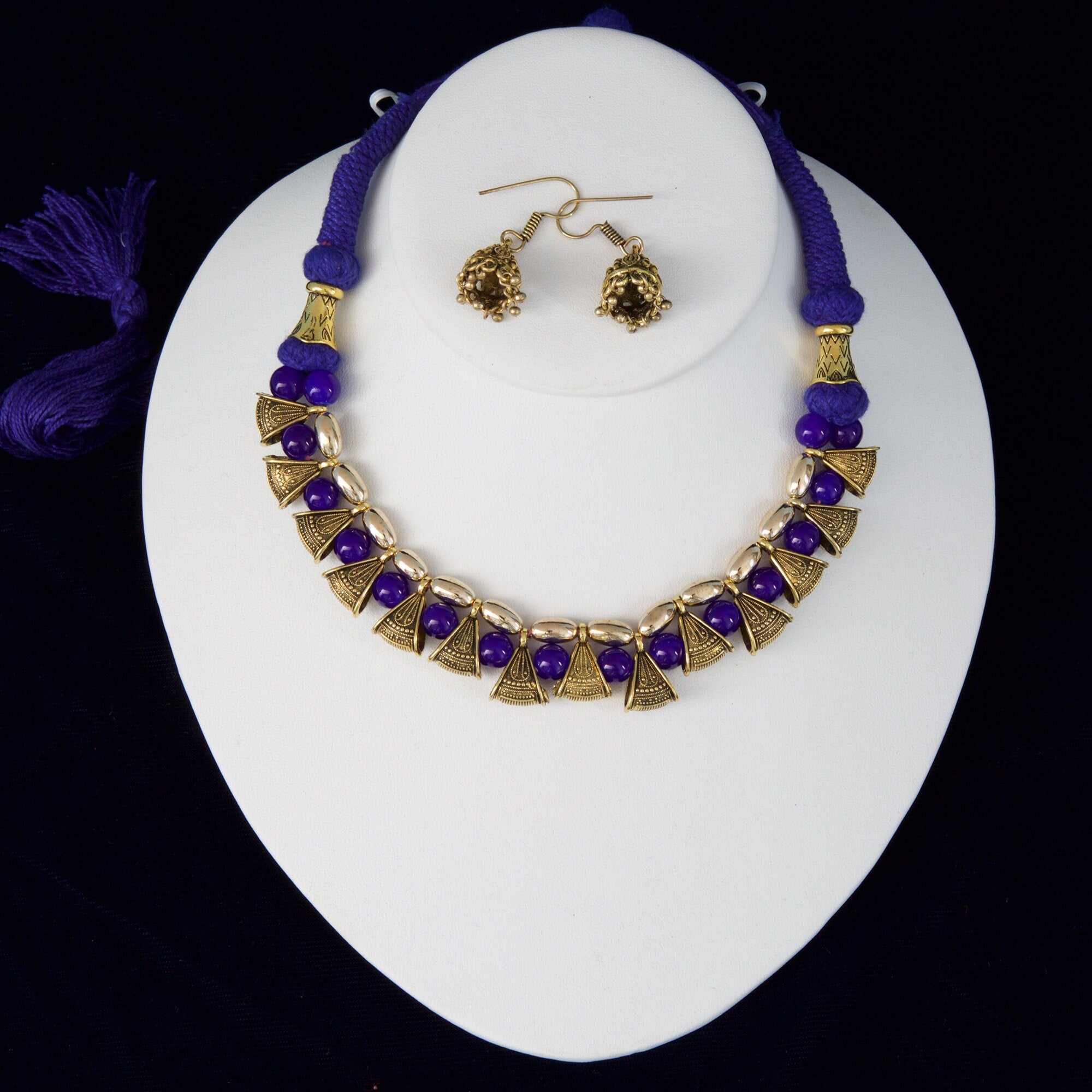 Vintage Purple Crescent Thermoplastic Necklace & Earring Set - Hey Viv !