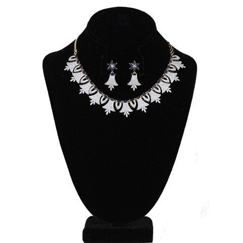 Classy Simulated CZ fashion jewelry necklace earrings set,Bridal CZ Necklace,Bollywood Jewelry
