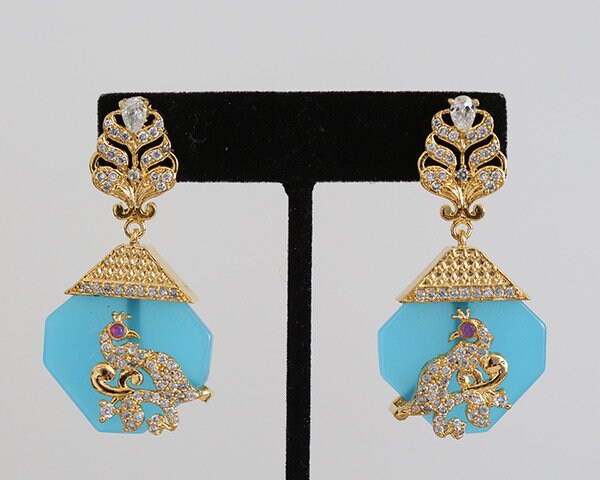 Vintage Rose Designer Drop Earrings Bollywood Jewelry for Women and Girls