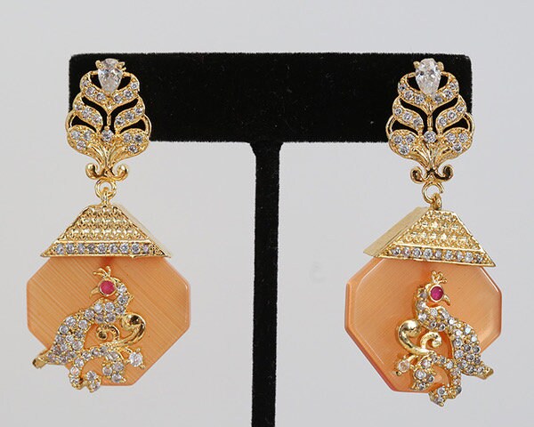 Vintage Rose Designer Drop Earrings Bollywood Jewelry for Women and Girls