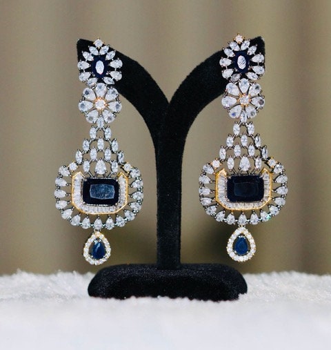 American Diamond Earrings Moissanite Chandelier Earrings India Earrings CZ  Bridal Earrings Diamond Wedding Earrings Pakistani Earrings - Etsy Finland