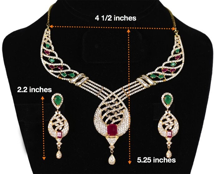 Enthralling Ruby Emerald Designer Necklace Bridal Wedding Jewelry Set
