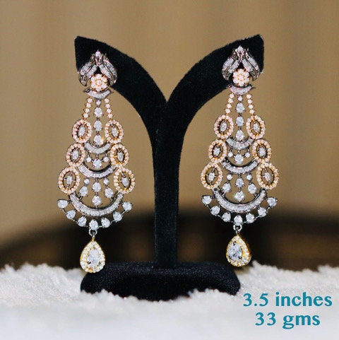 Stunning Diamond Chandelier Earrings 18K White Gold