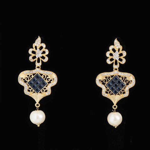 Designer Earrings Matte Gold Polish Handcrafted Bollywood Style Jewelry |  eBay