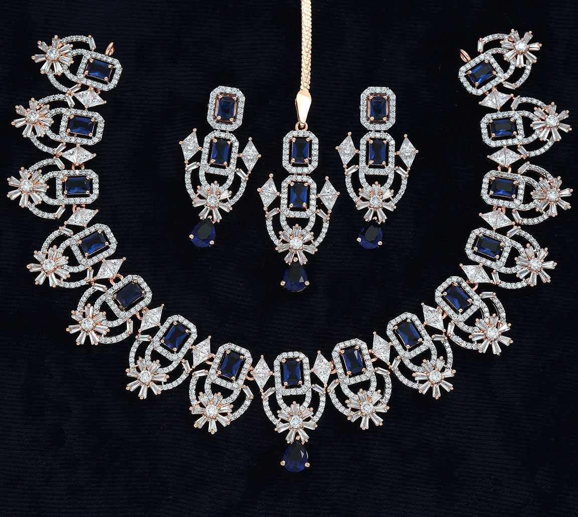 Blue Sapphire Circle Necklace | Wedding & Bridal Jewelry | Anye Designs
