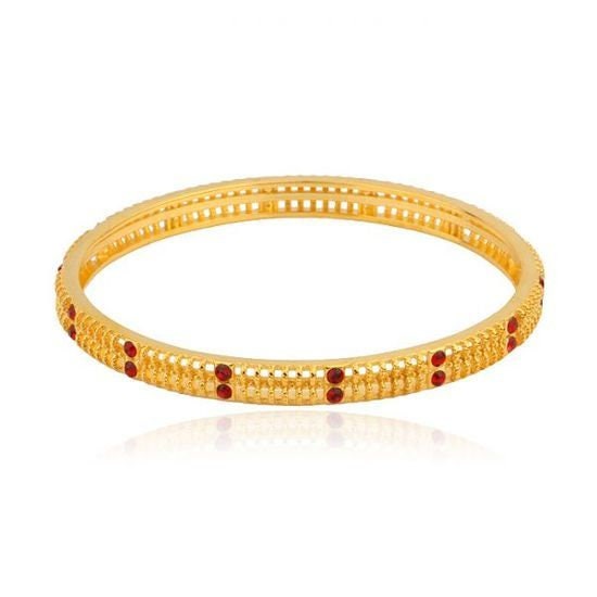 24K Gold color bracelet with red rhinestones|Crystal Cuff wedding bangles|Fashion Jewelry|Indian Bangles kada for women and girls