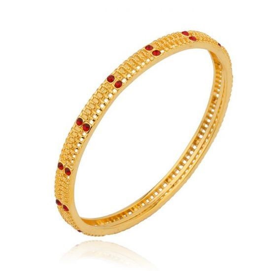 24K Gold color bracelet with red rhinestones|Crystal Cuff wedding bangles|Fashion Jewelry|Indian Bangles kada for women and girls