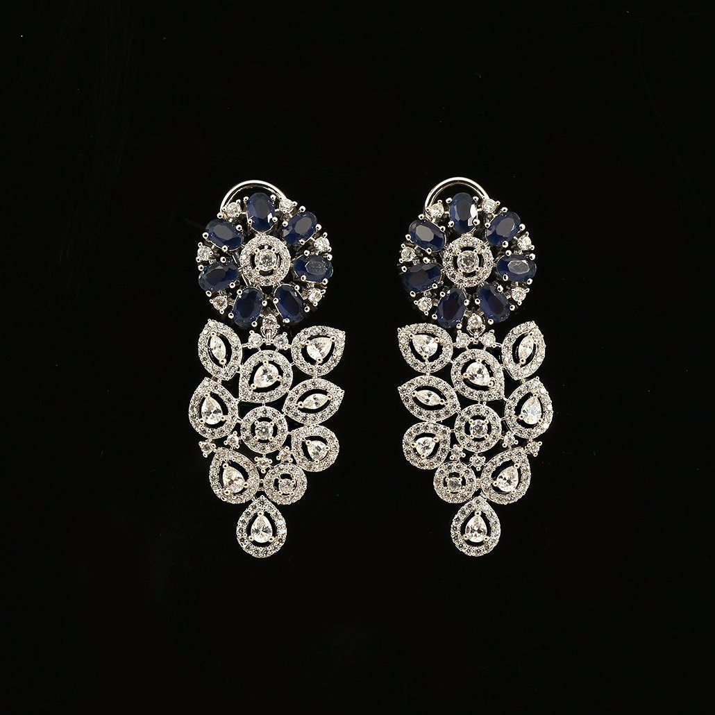 Flower Crystal Rhinestone Grape Clip on Latest Fashion Drop Earrings|Rhinestone Drop Earrings|Girls Dangle Earrings|Women Ladies Jewelry