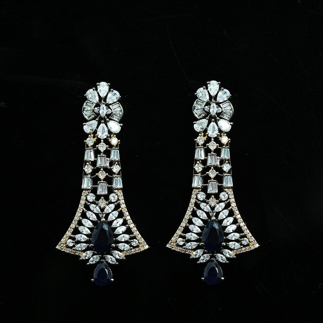 Antique Tone Gold plated Crystal Rhinestone Dangle Drop earrings|Ladies Fashion Earrings|Rhinestone Wedding Drop Earrings|Women's Jewelry