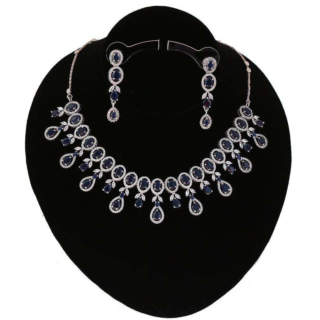 Latest Design CZ White American Diamond Indian Cubic Zircon Wedding Jewelry|Cubic Zirconia Bridal Jewelry Set||CZ Prom Jewellery