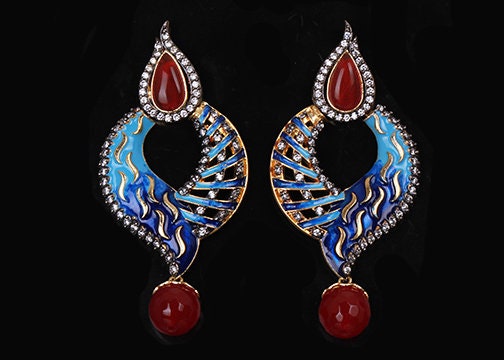Indian Bridal Designer Exclusive Fashion Enchanting cabochon drop earrings for Womens and Girls|Costume Jewelry Earrings|Trendy Earrings