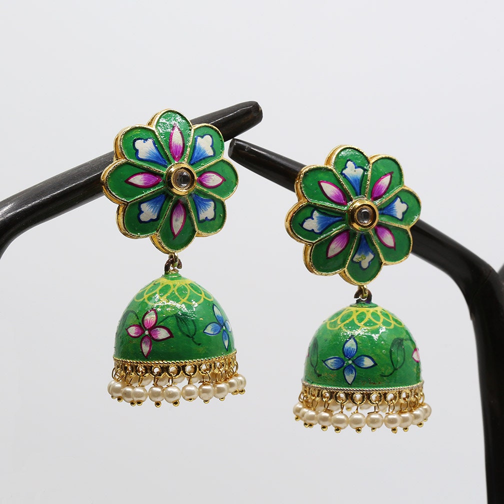 Flipkart.com - Buy Zoey Dark Green Polki Pearl Beads Studs Earrings For  Women & Girls Alloy Stud Earring Online at Best Prices in India