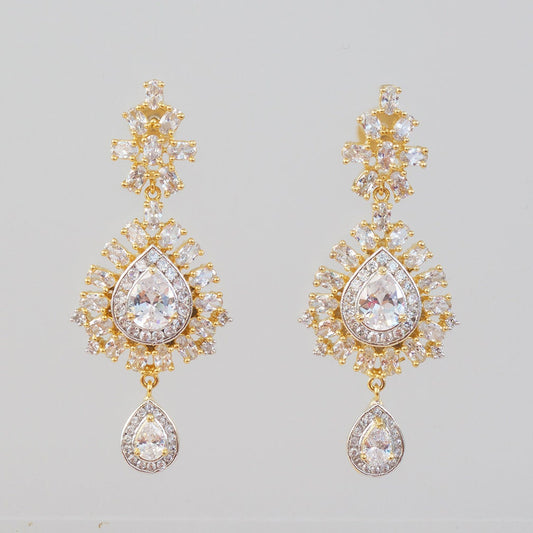 CZ Bollywood Fashion Diamond Party Wear Dangling drop Earrings|Women's Fashion Trending Earrings|South Indian Unique Dangle Earrings