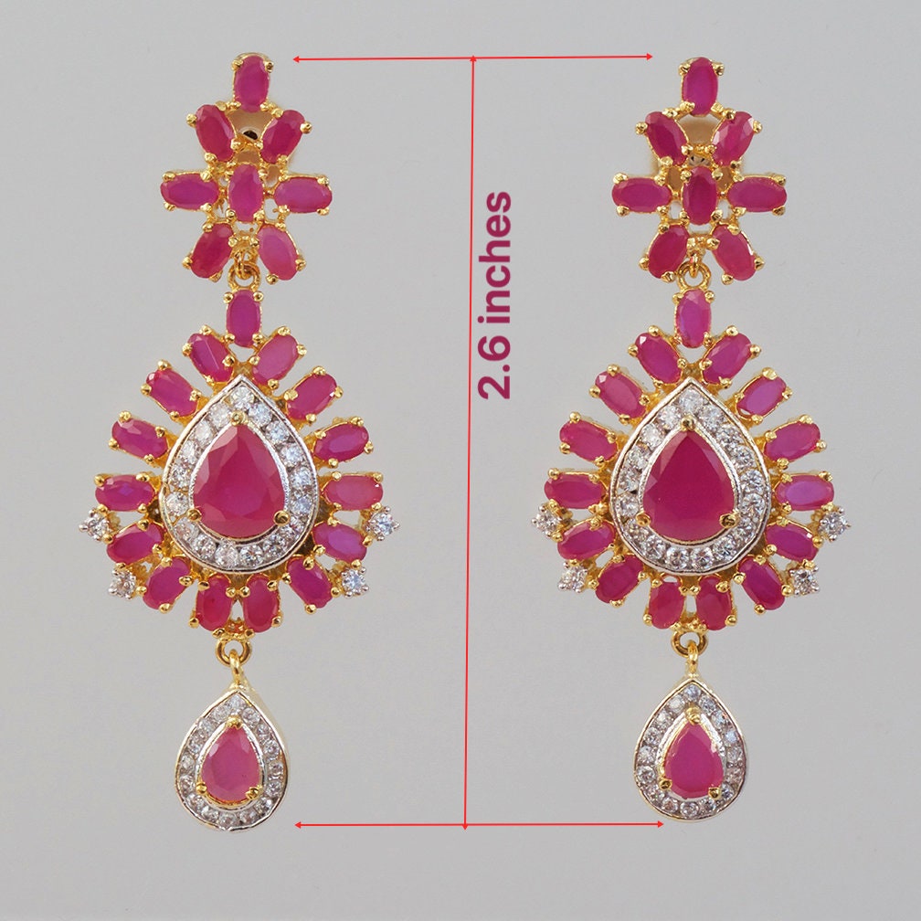 CZ Bollywood Fashion Diamond Party Wear Dangling drop Earrings|Women's Fashion Trending Earrings|South Indian Unique Dangle Earrings
