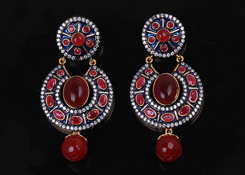 Indian Bollywood Traditional Fashion Designer Classical Party Wear Drop Earrings with Kundan stones|Bridesmaid Gift Jewelry