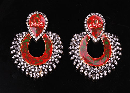 Golden Traditional Fancy Stone Bugadi With Earring, Size: Medium at Rs  200/pair in Kolhapur