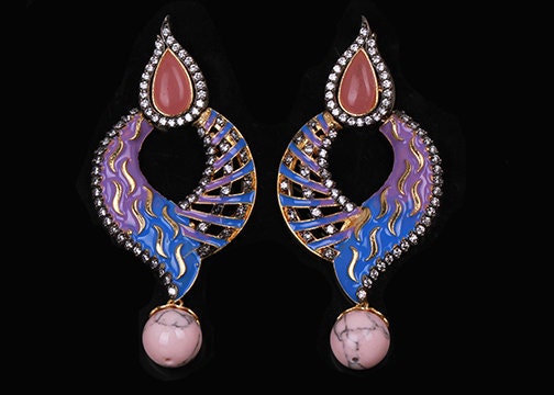 Indian Bridal Designer Exclusive Fashion Enchanting cabochon drop earrings for Womens and Girls|Costume Jewelry Earrings|Trendy Earrings