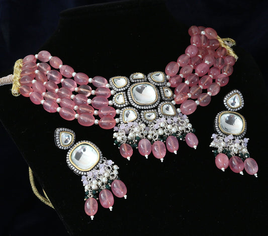 High Quality Fine Kundan Choker necklace with multi strand color Beads | Antique Kundan Jewelry | Indian Jewelry Wedding choker Necklace set