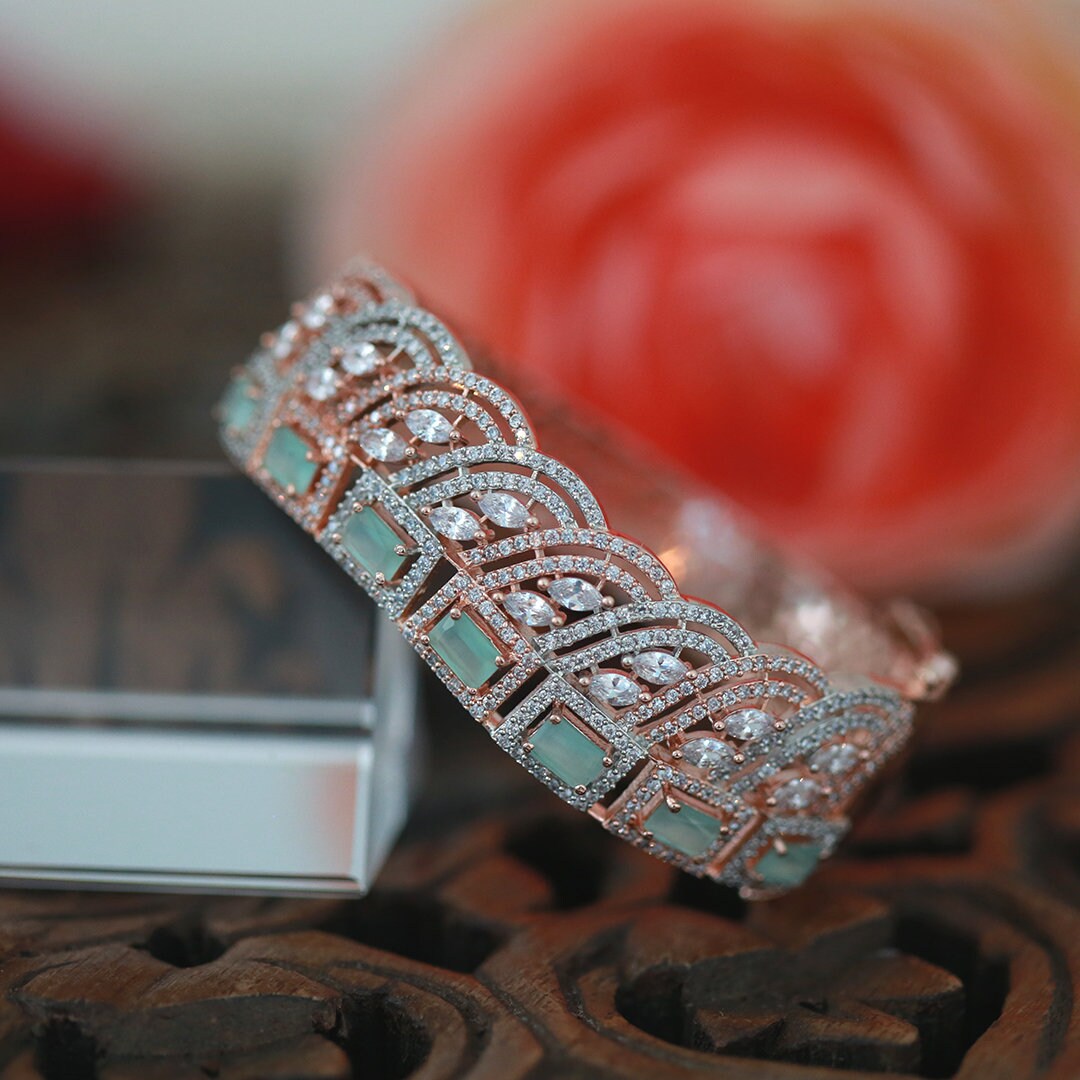 Rose gold bangle bracelet for woman | crystal bangle bracelets studded with emerald cut Orange carnelian stones | Ruby stone bracelet bangle