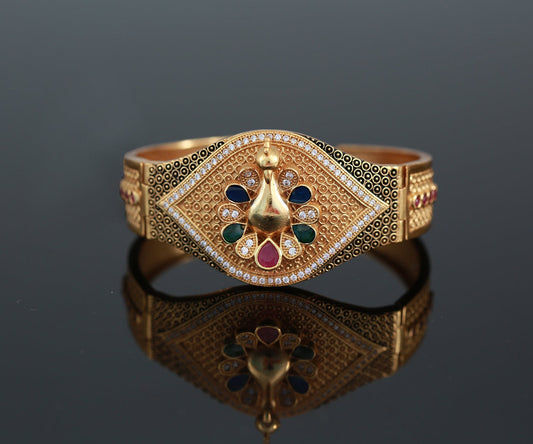 Ladies bracelet gold | Antique gold tone bracelet | Bangle type bracelet designs | Gujarati jewelry USA | South Indian gold bracelet designs