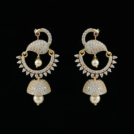 Peacock jhumka earrings in gold Polish | Gold plated Bridal bali jhumka earrings | Bollywood earrings for wedding | Punjabi style earrings