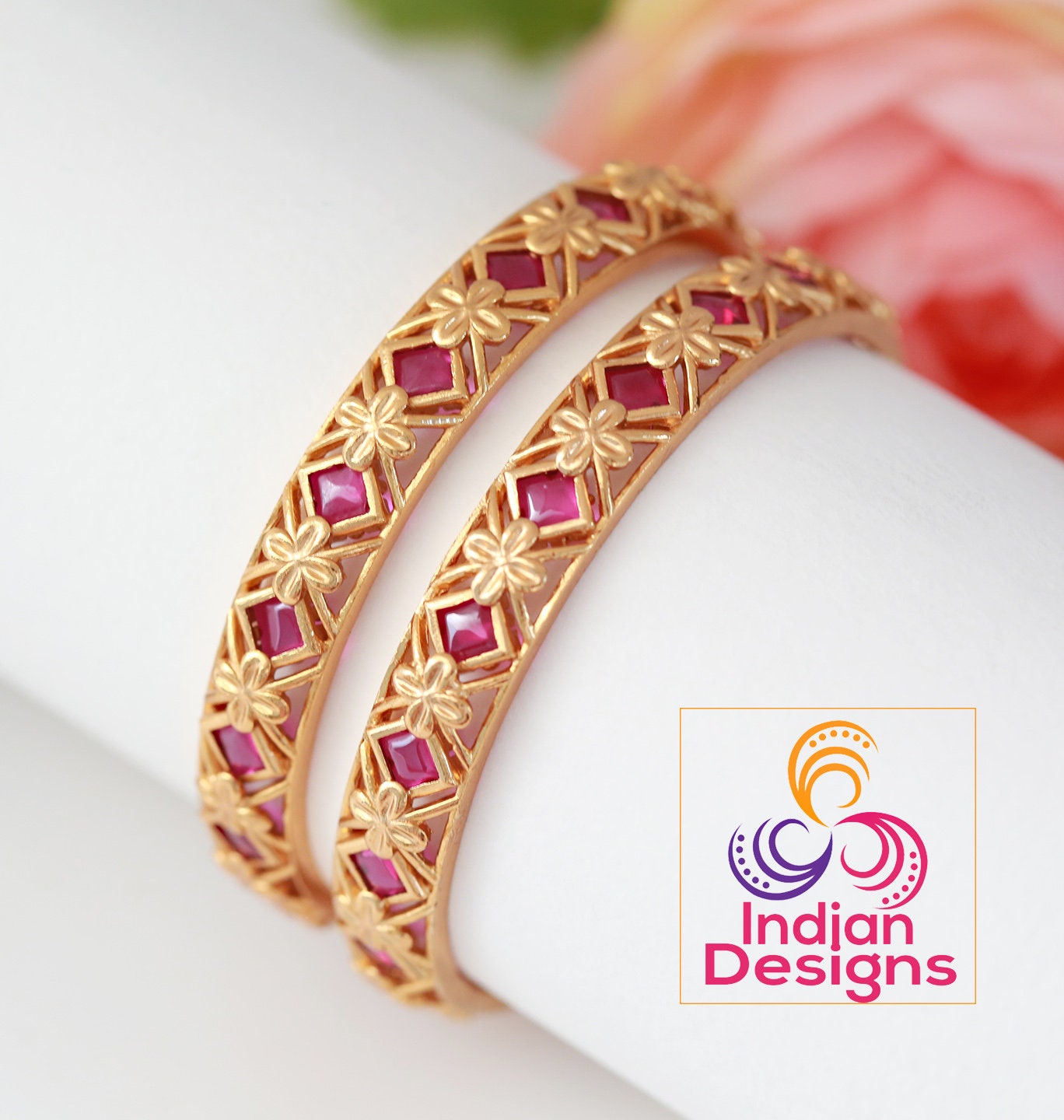 Kairangi Metal Ruby Gold-plated Bangle Price in India - Buy Kairangi Metal  Ruby Gold-plated Bangle Online at Best Prices in India | Flipkart.com