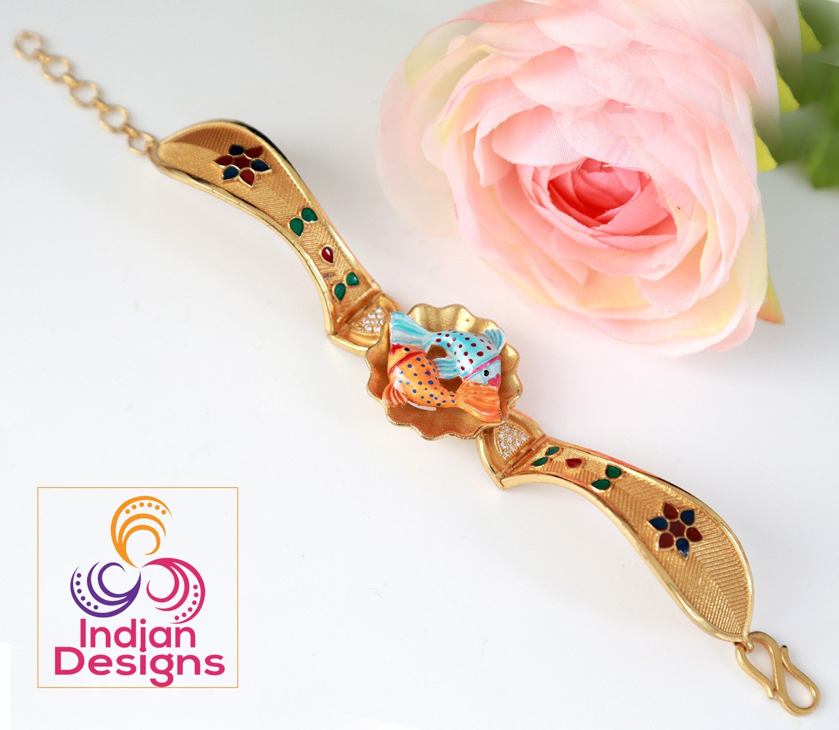 Buy Modern Party Wear Flower Design 1 Gram Gold Bracelet