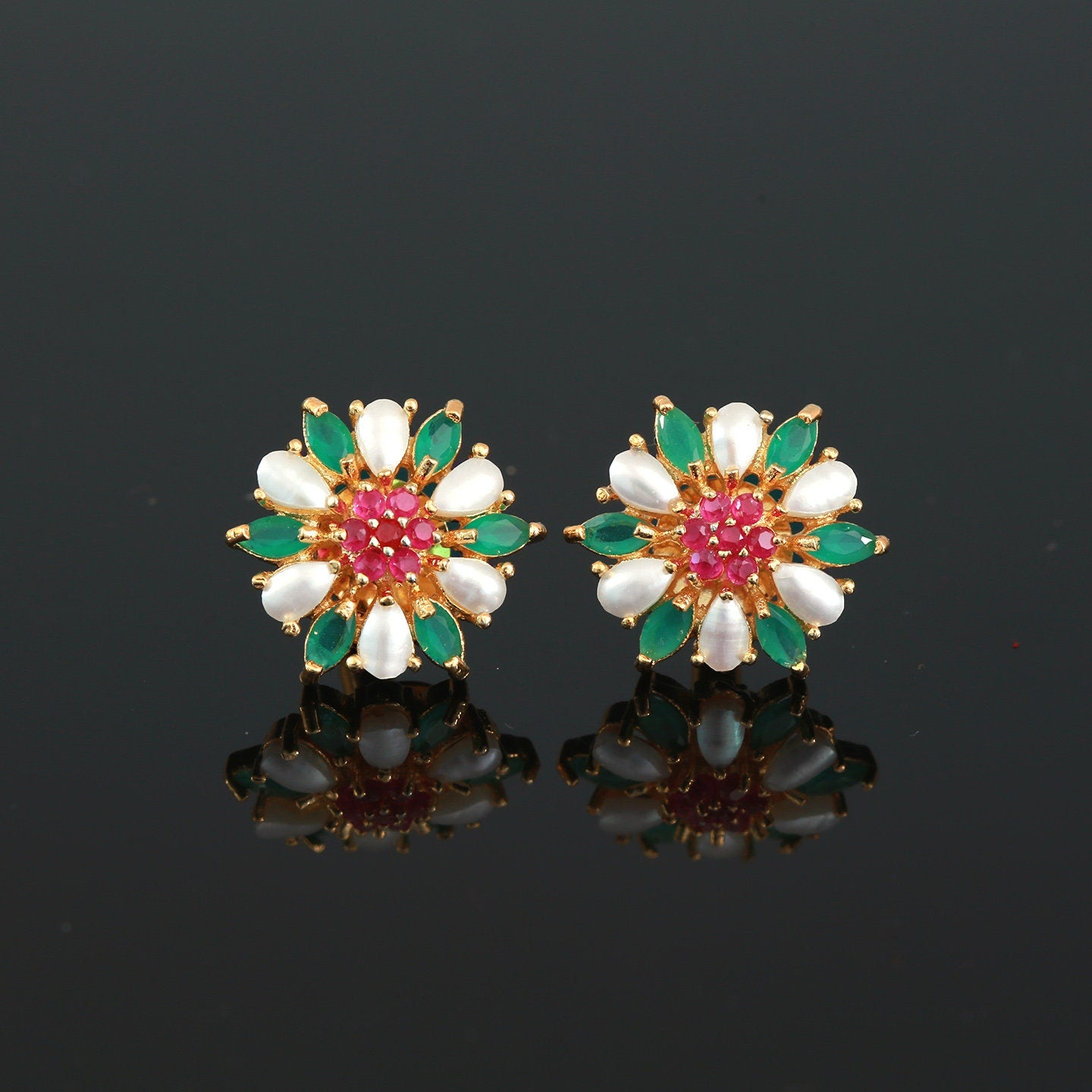 Marquise Star Stone Stud Earrings Sparkling Kammal Designs ER25098