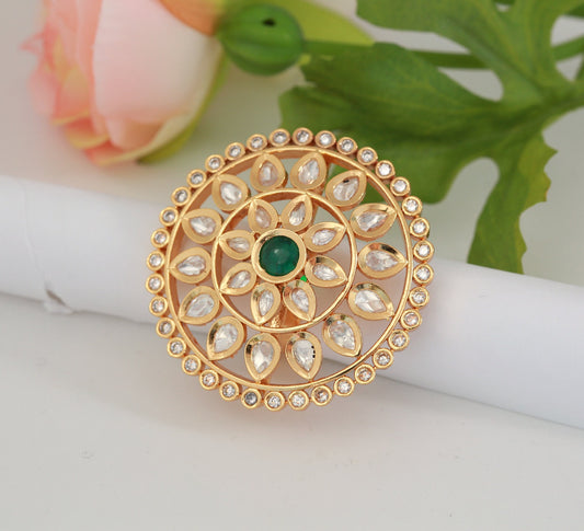 Designer Gold Plated Kundan Rings | Big Kundan Rings | Unique Statement Rings for Women | Bollywood style Kundan Rings | Jewelry for saree