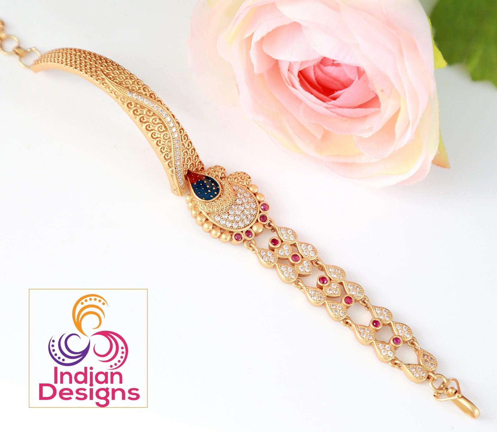 GOLDPLATED DIAMOND BRACELET WITH EXTRA CHAIN MARGEN  OSR Jewellers