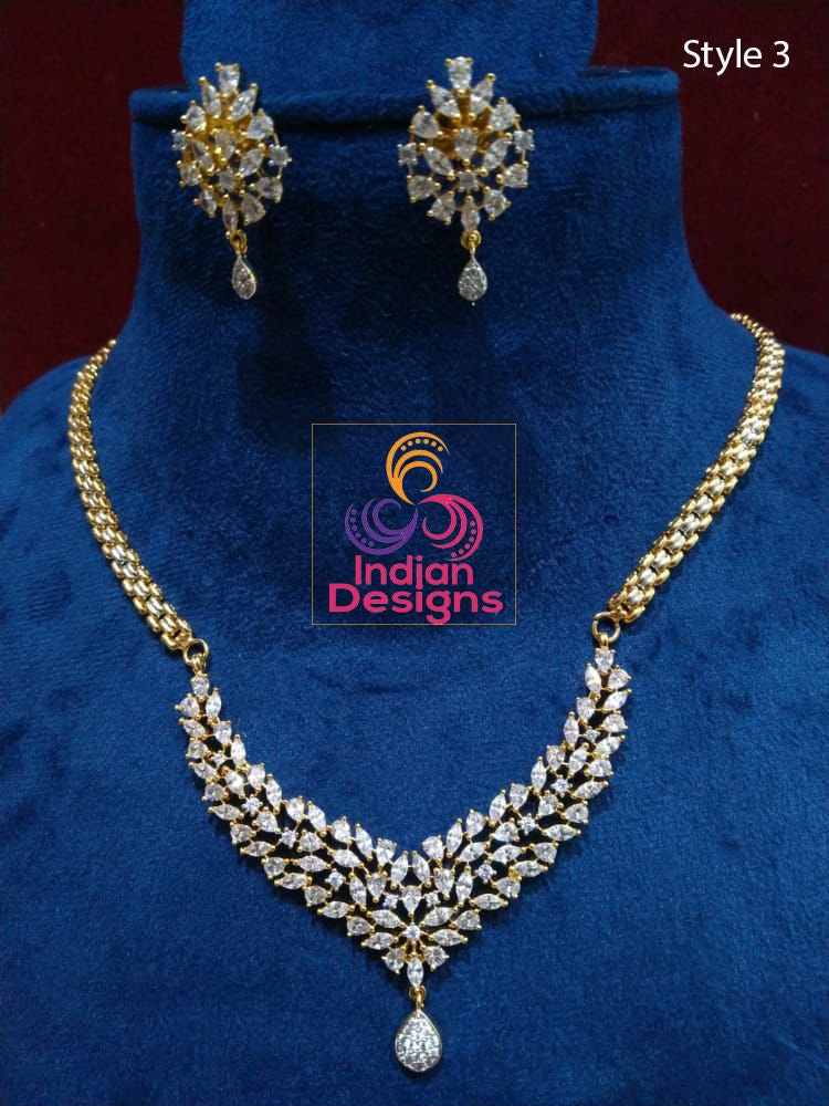 Mangalsutra Necklace Gold designs | American diamond mangalsutra Long Necklace with earrings | Ruby and Cubic Zirconia diamond Mangalsutra