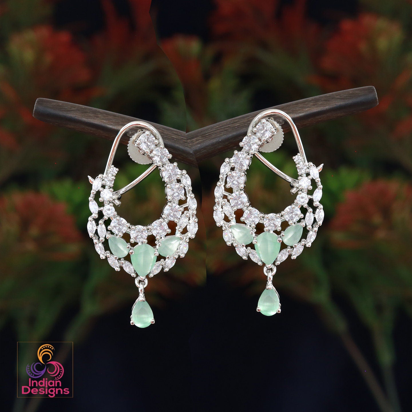 Trending Ad earrings | American Diamond Earrings | Silver Cz Crystal earrings studs | Indian Earrings | Pakistani Jewelry |Bollywood Jewelry