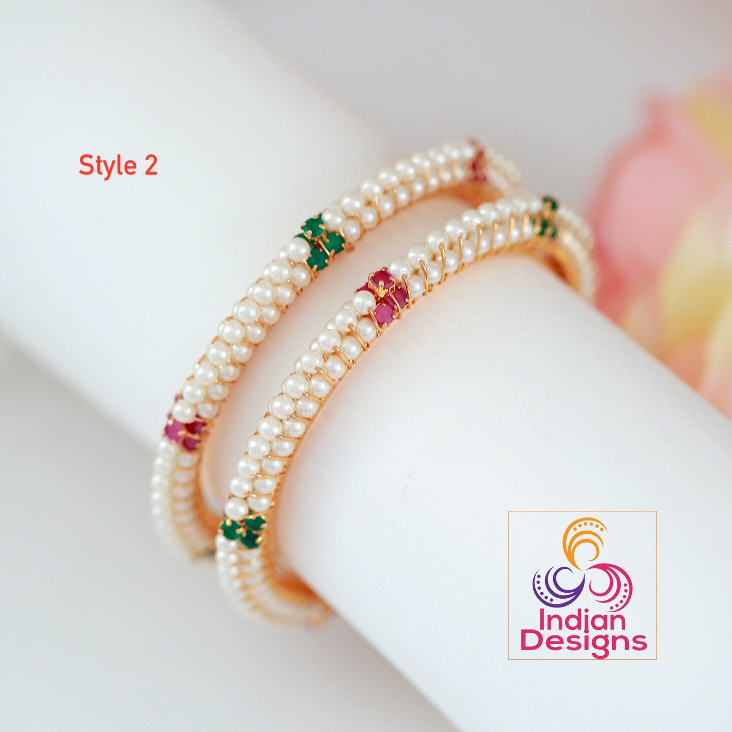 Buy quality White Round Graded Pearls Bangles JBG0054 in Hyderabad