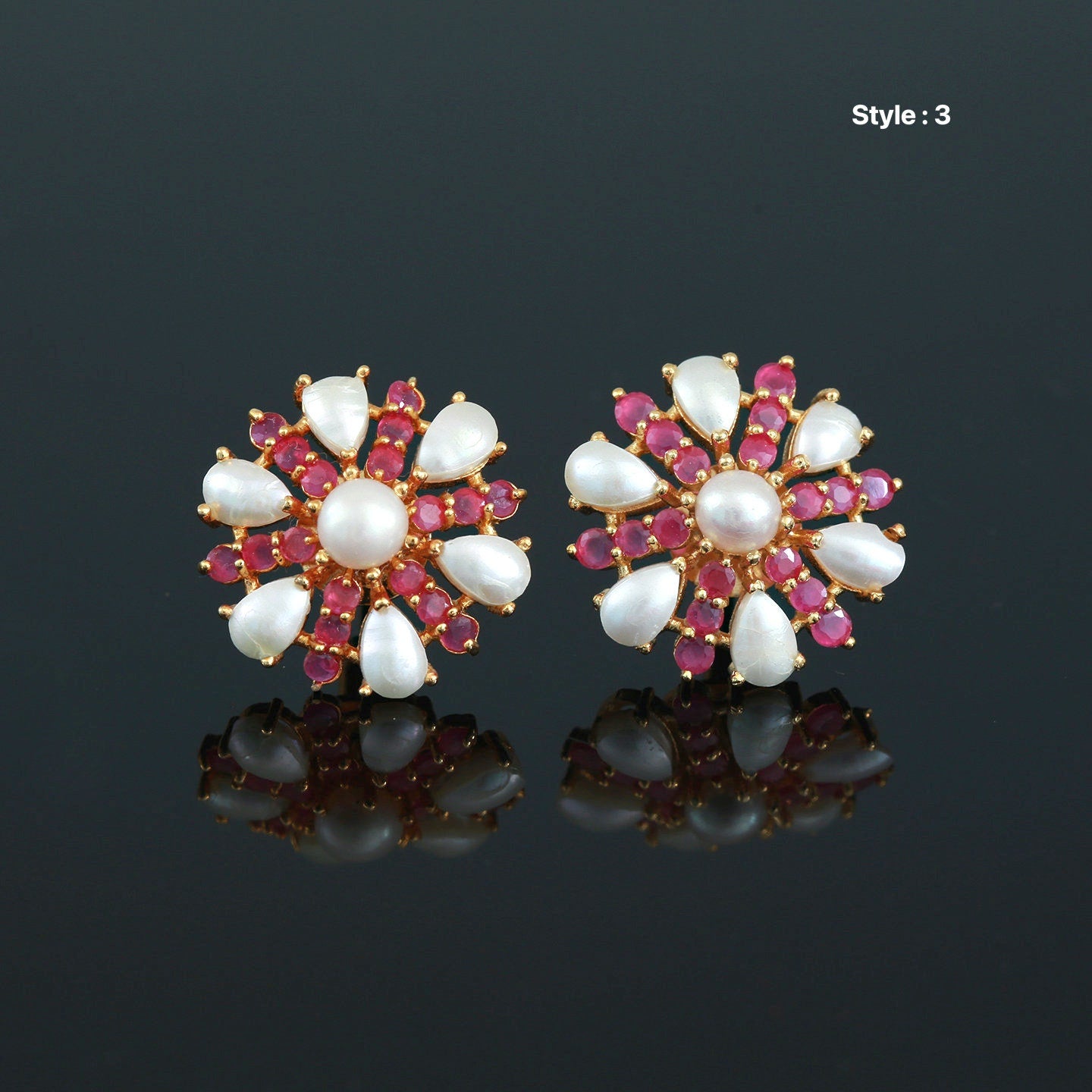 Gold pearl earrings - Mansiyaorange - 4112447
