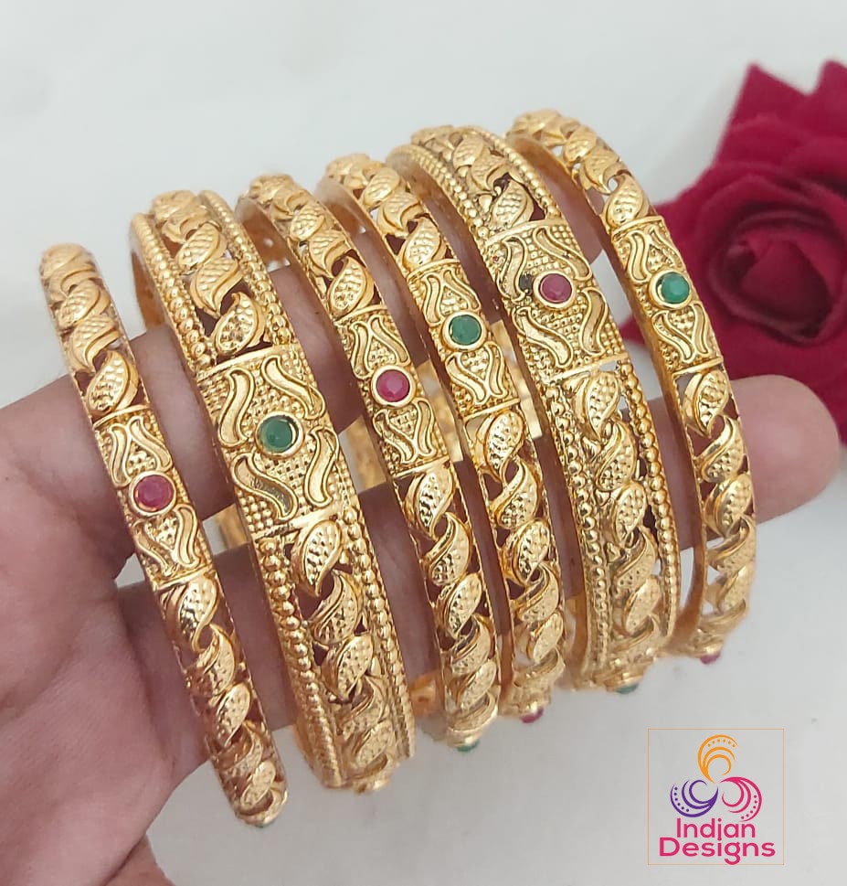 Indian gold plated bangles set | 1 gram gold Indian traditional Bangle set of 6 | Daily wear Casual fashion Bangles |Bollywood Saree bangles