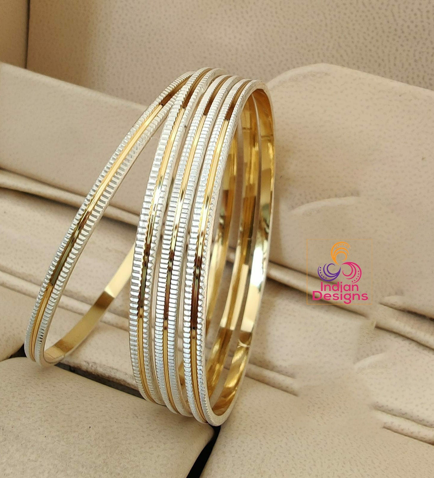Dazzling Gold Plated CZ Bridal Bangle Bracelet – DesiDivas