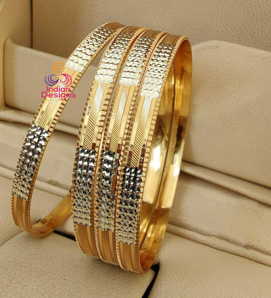 2.4 Size Gold plated Daily wear bangle set, Kerala bangles, South Indian bangles