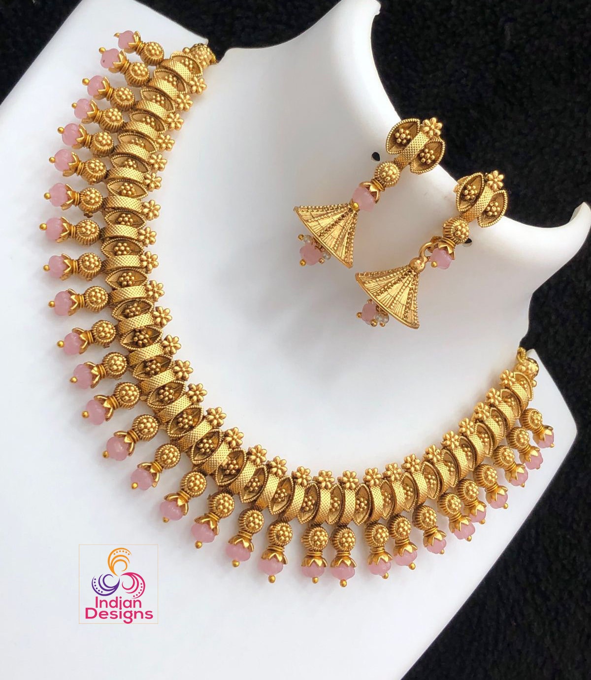 NL10594 AD White Marquise Stones Flexible South Indian Handmade Gold Finish Jewellery  Set Shop Online | JewelSmart.in